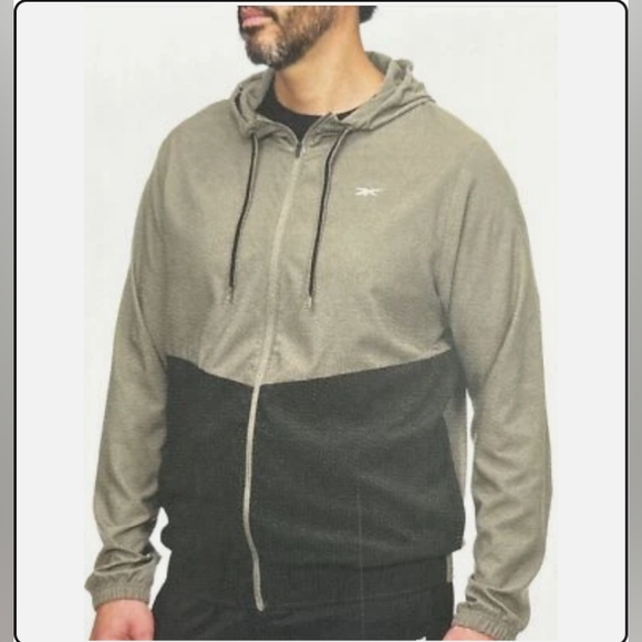 Reebok Olive and Black Zip-Up Hoodie - Picture 1 of 5